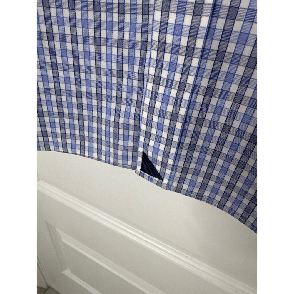 UNTUCKit Mens 3XL Blue White Plaid Wrinkle Free Cotton Button Down Shirt XXXL - Picture 3 of 4